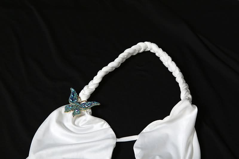 Glamorous White Butterfly Halter Cutout Maxi Dress | High Slit Resort & Holiday Gown