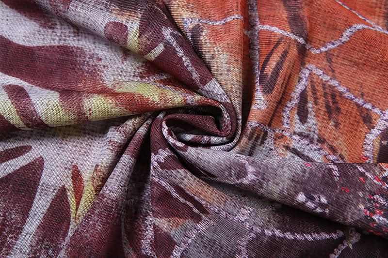 Effortless Chic Boho Print Cowl Neck Halter Maxi Dress with Slit - Fall Hues & Delicate Chain Detail