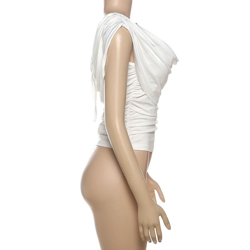 Effortless Chic: White Butterfly Ruched Cowl Neck Top – Perfect for Fall Style & Beyond