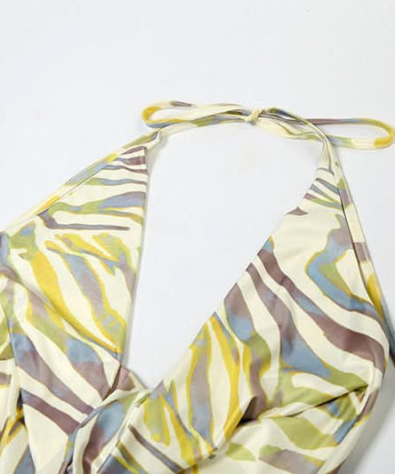 Effortless Chic Halter Cowl Neck Maxi Dress - Vibrant Zebra Print for Your Fall Getaway & Resort Escape