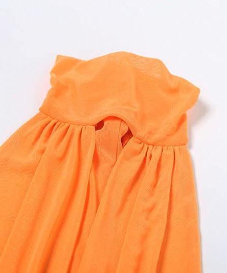 Siren Orange Draped Halter Top – Ruched Cut-Out Style for Fall Getaways & Glamorous Parties