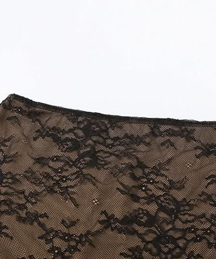 Sultry Black Lace Halter Cutout Maxi Skirt Set - Fall Evening & Holiday Ready