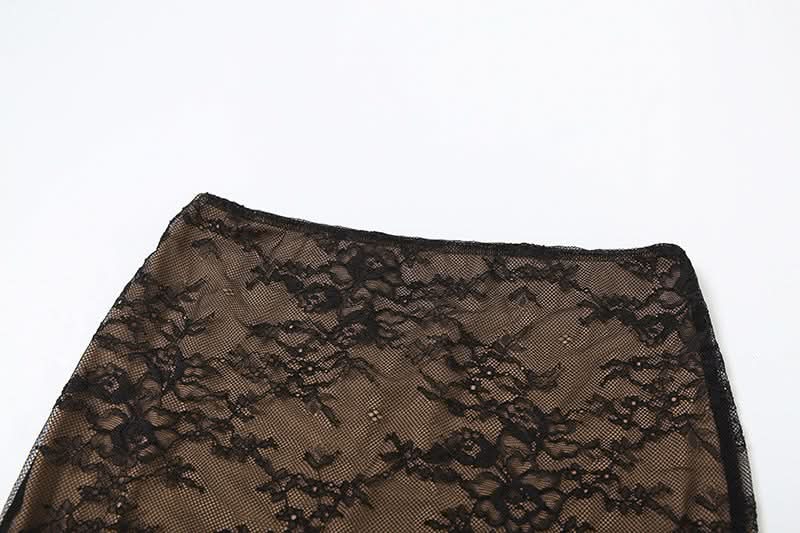 Sultry Black Lace Halter Cutout Maxi Skirt Set - Fall Evening & Holiday Ready