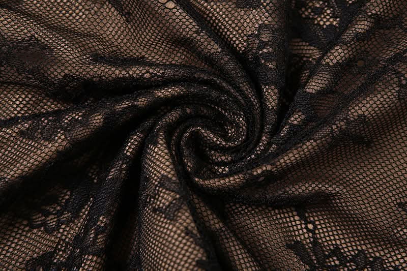 Sultry Black Lace Halter Cutout Maxi Skirt Set - Fall Evening & Holiday Ready