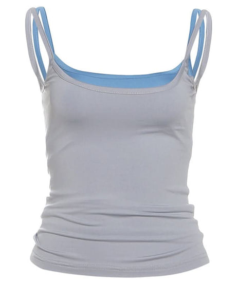Effortless Chic Layered Cami Tank – Two-Tone Cropped Top for Fall Comfort & Style