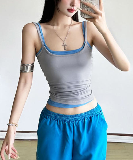 Effortless Chic Layered Cami Tank – Two-Tone Cropped Top for Fall Comfort & Style
