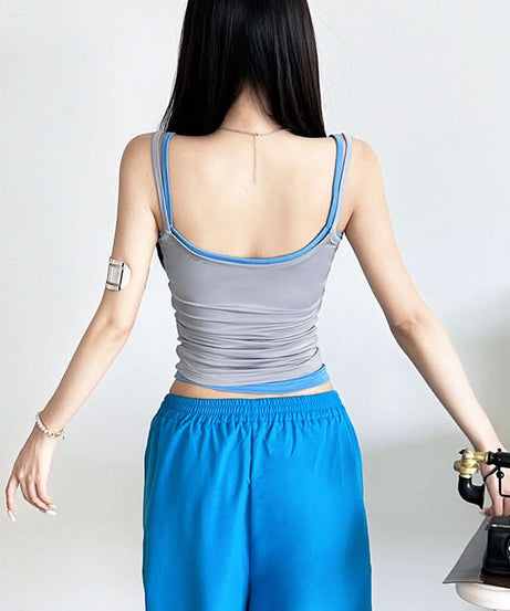 Effortless Chic Layered Cami Tank – Two-Tone Cropped Top for Fall Comfort & Style