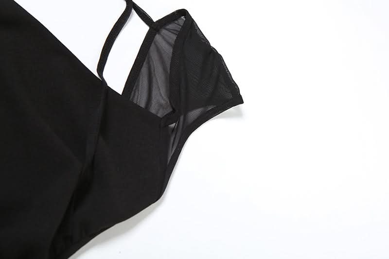 Dramatic Black High-Low Mesh Maxi Dress - Chic Square Neck & Tie Back for Fall & Holiday Soirées