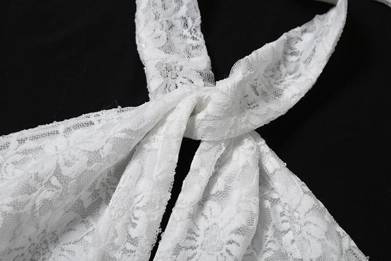 Chic White Lace Halter Crop Top | Y2K Zipper Front for Fall Style