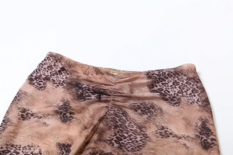 Sultry Leopard Mesh Halter Maxi Skirt Set - Your Fall Getaway Statement Piece