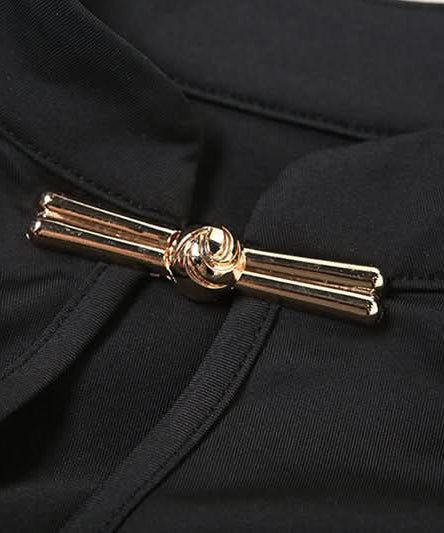 Effortless Chic: Black Halter Neck Keyhole Top with Gold Clasp - Your Fall & Holiday Event Essential