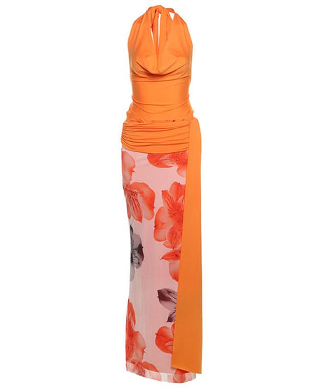 Effortless Chic Halter Cowl Neck Floral Maxi Set - Your Fall Getaway & Event Ready Look