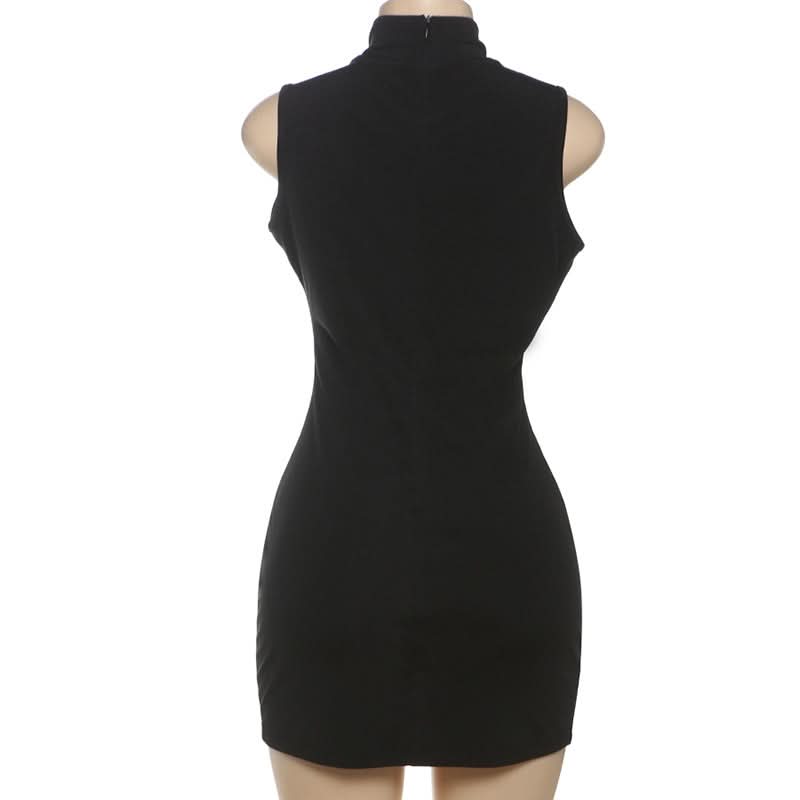 Chic Black Cut-Out Bodycon Mini Dress with Gold Accents | Fall & Holiday Party Ready