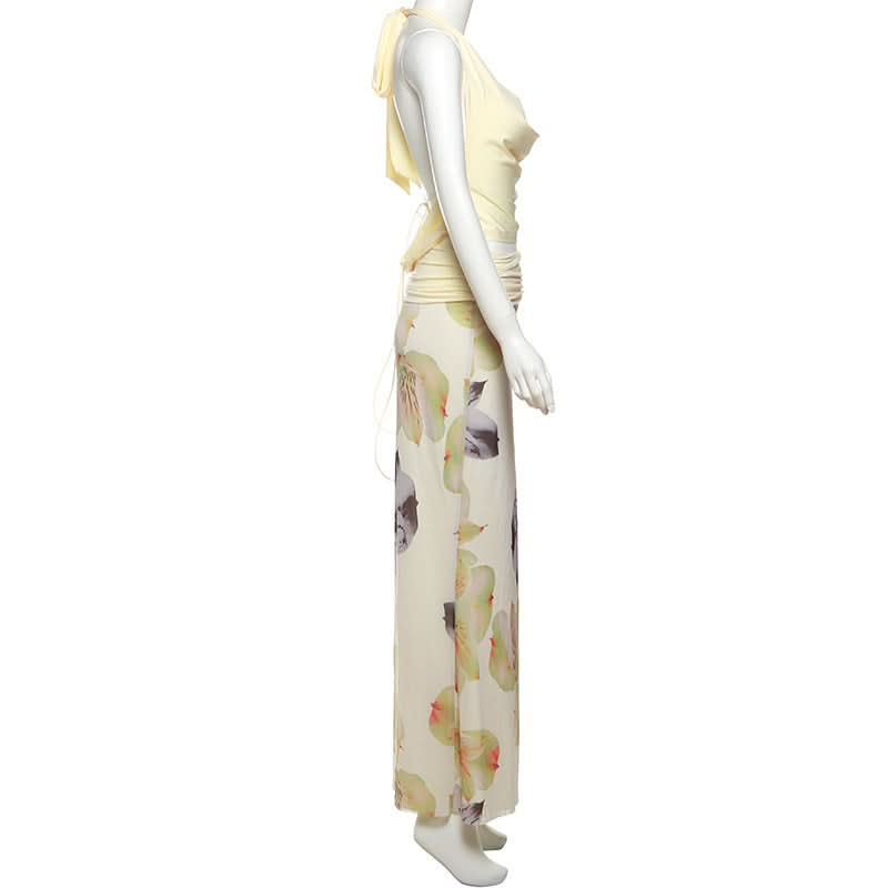 Effortless Chic Halter Cowl Neck Floral Maxi Set - Your Fall Getaway & Event Ready Look