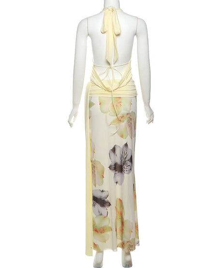 Effortless Chic Halter Cowl Neck Floral Maxi Set - Your Fall Getaway & Event Ready Look