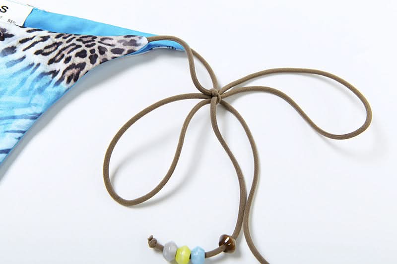 Y2K Tropical Butterfly Leopard 3-Piece Halter Mini Skirt Set - Resort Ready Getaway Swim