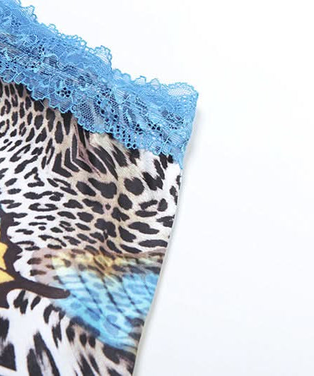 Y2K Tropical Butterfly Leopard 3-Piece Halter Mini Skirt Set - Resort Ready Getaway Swim