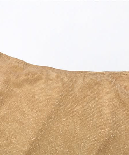 Sparkle & Shine: Golden Halter Cowl Neck Mini Skirt Set - Fall & Holiday Party Ready