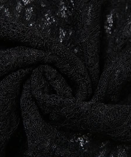 Chic Starfish Charm Black Lace Two-Piece Set: Strapless Bandeau & Sheer Maxi Skirt for Your Winter Sun Escape