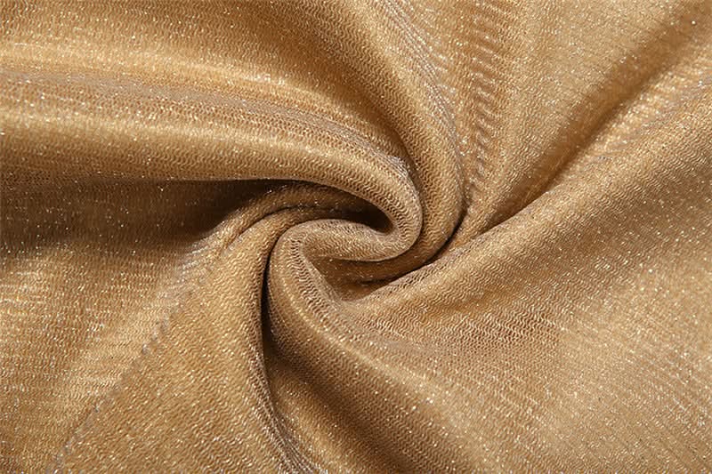 Sparkle & Shine: Golden Halter Cowl Neck Mini Skirt Set - Fall & Holiday Party Ready