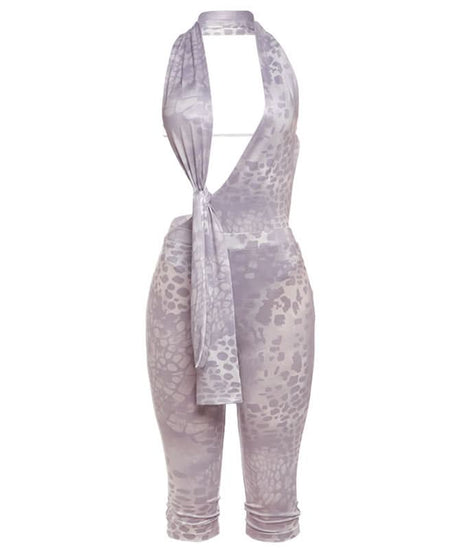 Fierce Halter Cutout Animal Print Jumpsuit - Women's Fall Style Statement