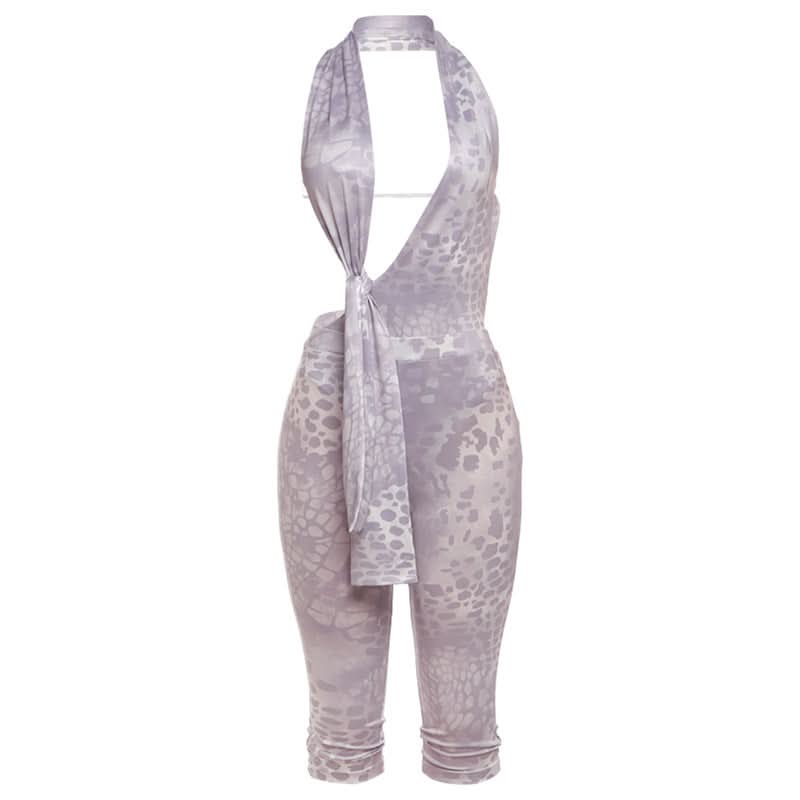 Fierce Halter Cutout Animal Print Jumpsuit - Women's Fall Style Statement