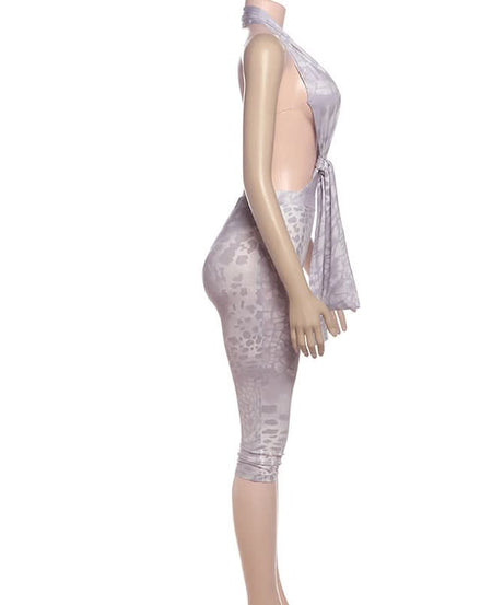Fierce Halter Cutout Animal Print Jumpsuit - Women's Fall Style Statement