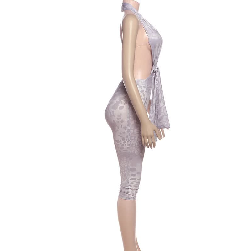 Fierce Halter Cutout Animal Print Jumpsuit - Women's Fall Style Statement