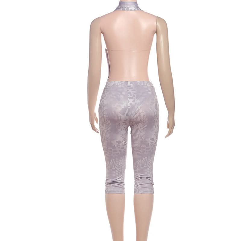 Fierce Halter Cutout Animal Print Jumpsuit - Women's Fall Style Statement
