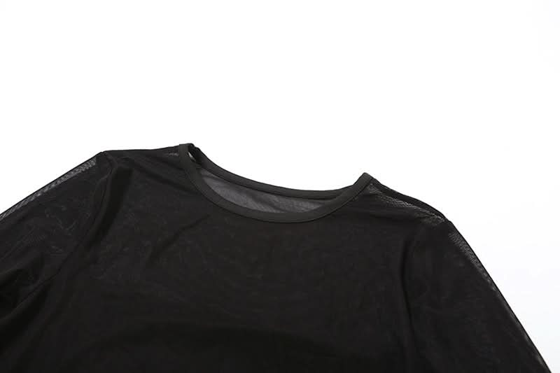 Sultry Black Sheer Mesh Duster Top with Daring High Slit – Your Edgy Fall & Halloween Statement