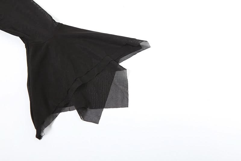 Sultry Black Sheer Mesh Duster Top with Daring High Slit – Your Edgy Fall & Halloween Statement