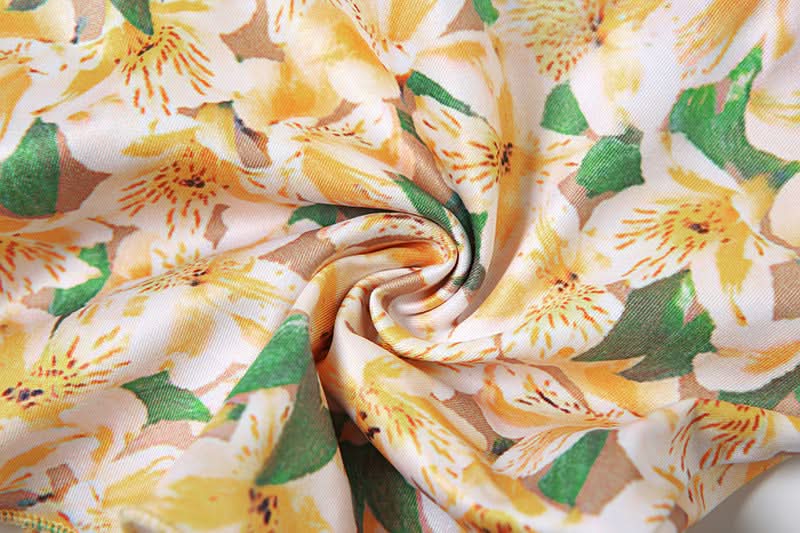 Effortless Chic: Vibrant Floral Halter & Ruched Mini Skirt Set - Your Perfect Getaway Outfit