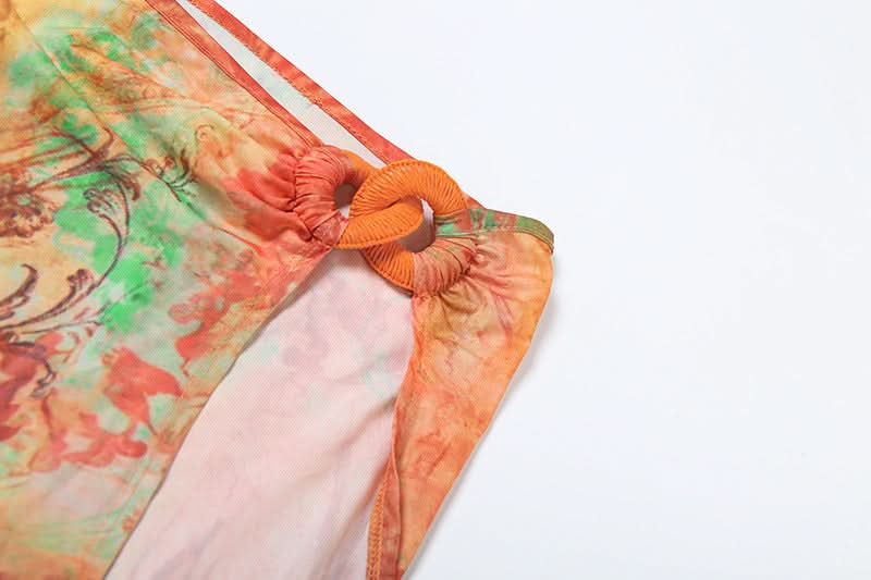 Vibrant Tropical Print Bandeau & High-Slit Maxi Skirt Set – Your Chic Fall Getaway Essential