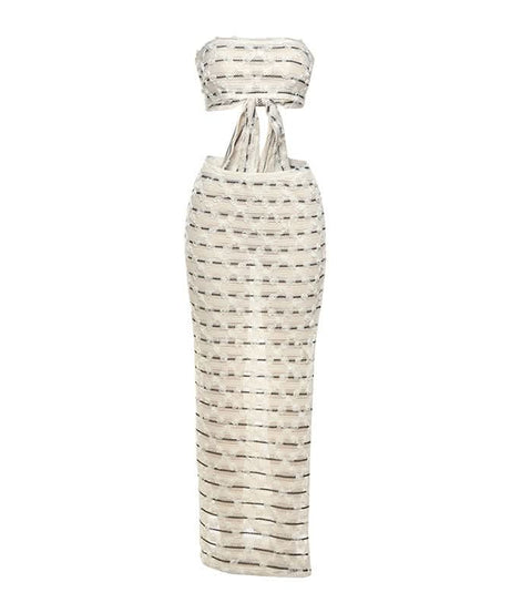 Destination Chic Cutout Knit Maxi Dress Set - Strapless & Striped