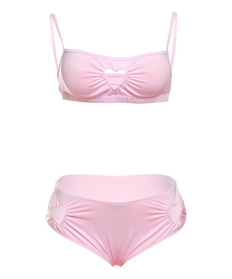 Sweetheart Pink Ruched Cami & High-Waist Panty Set - Cozy Fall Loungewear