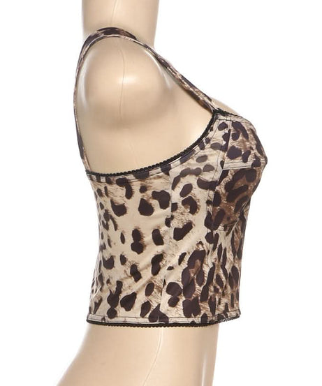 Wild Instinct Leopard Print V-Neck Backless Crop Top – Fall's Fierce Fashion Statement