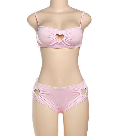 Sweetheart Pink Ruched Cami & High-Waist Panty Set - Cozy Fall Loungewear