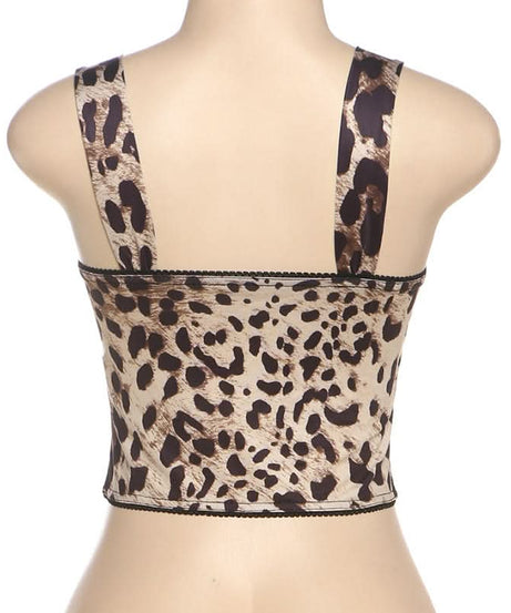 Wild Instinct Leopard Print V-Neck Backless Crop Top – Fall's Fierce Fashion Statement