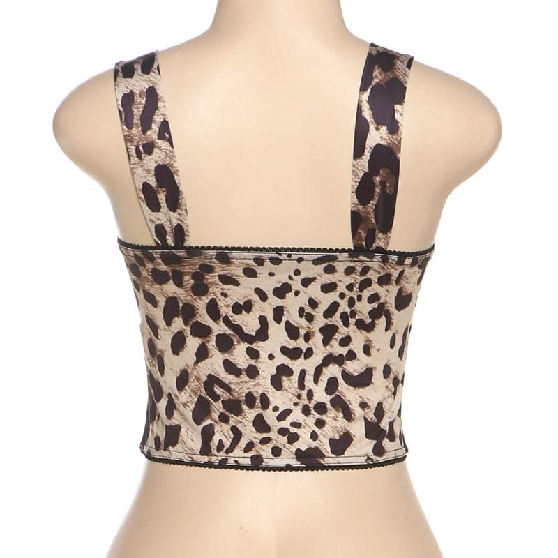 Wild Instinct Leopard Print V-Neck Backless Crop Top – Fall's Fierce Fashion Statement