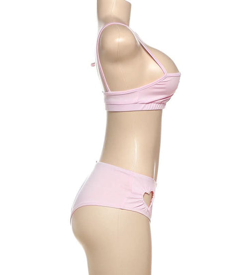 Sweetheart Pink Ruched Cami & High-Waist Panty Set - Cozy Fall Loungewear