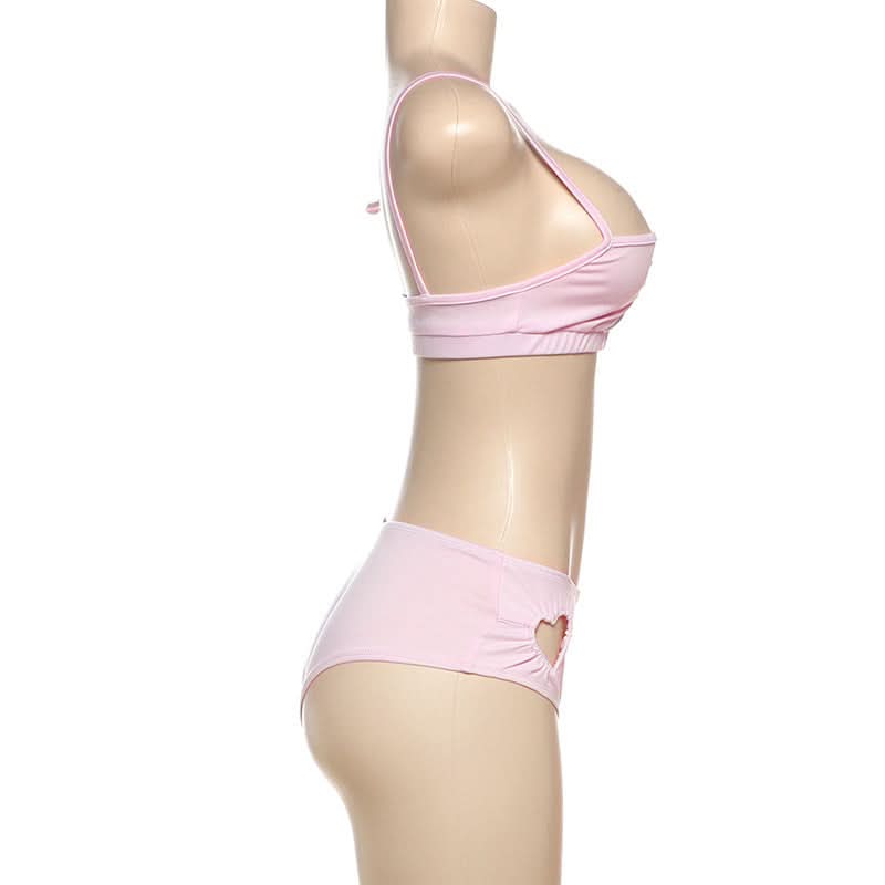 Sweetheart Pink Ruched Cami & High-Waist Panty Set - Cozy Fall Loungewear