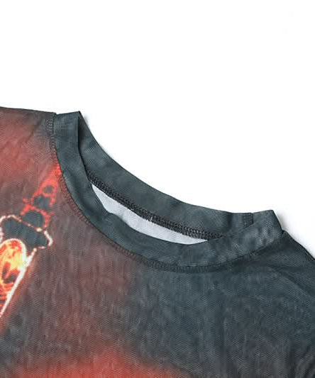 Parisian Nights Eiffel Tower Mesh Mini Dress - Bodycon Club & Autumn Party Wear