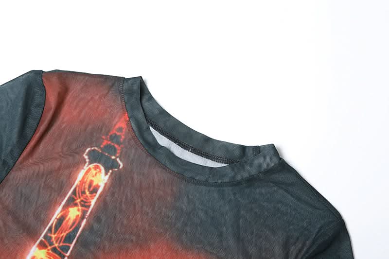 Parisian Nights Eiffel Tower Mesh Mini Dress - Bodycon Club & Autumn Party Wear