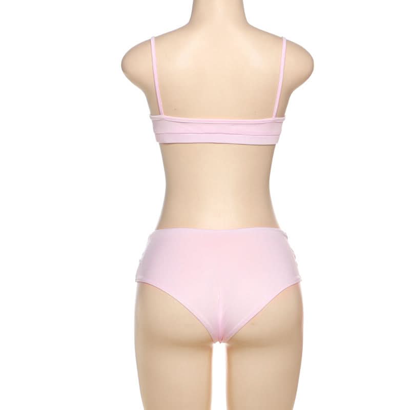 Sweetheart Pink Ruched Cami & High-Waist Panty Set - Cozy Fall Loungewear