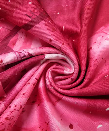 Fuchsia Fantasy: Abstract Print Halter Cut-Out Maxi Dress with High Slit – Perfect for Fall Getaways & Holiday Glam