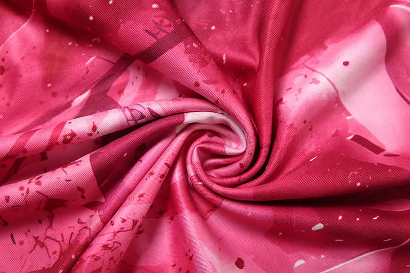 Fuchsia Fantasy: Abstract Print Halter Cut-Out Maxi Dress with High Slit – Perfect for Fall Getaways & Holiday Glam