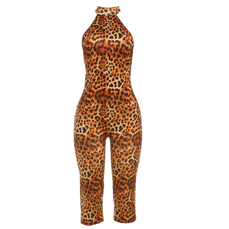 Fierce & Flattering: Leopard Print Halter Cropped Jumpsuit – Your Go-To for Fall Parties & Beyond