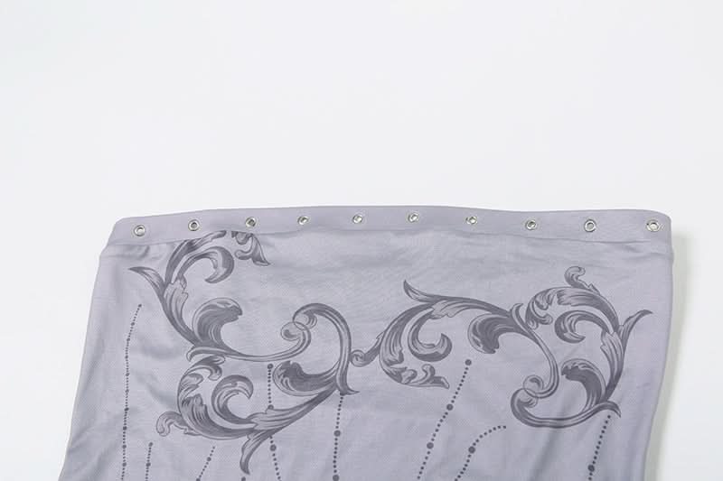 Dark Romance Baroque Print Studded Tube Mini Dress - Your Fall & Holiday Party Essential