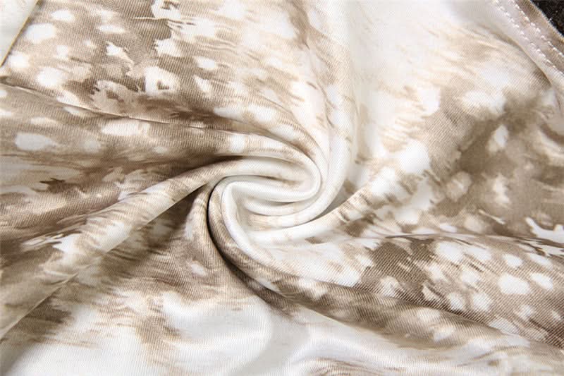 Chic Fawn Print Lace Lounge Set: Bralette & Boy Shorts for Fall Comfort