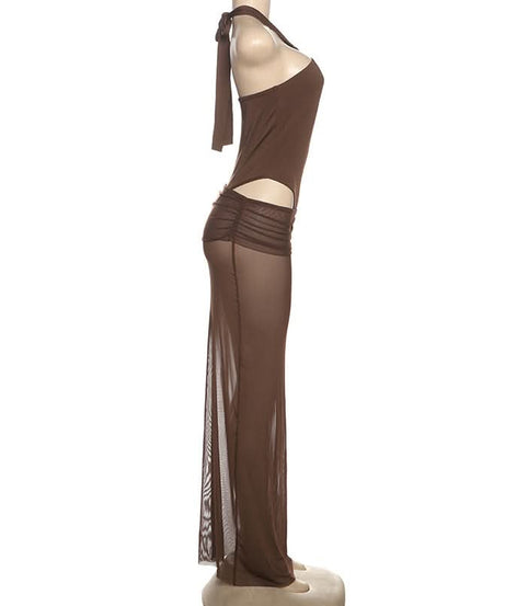 Chic Sheer Halter Maxi Skirt Set - Effortless Tropical Getaway & Resort Wear